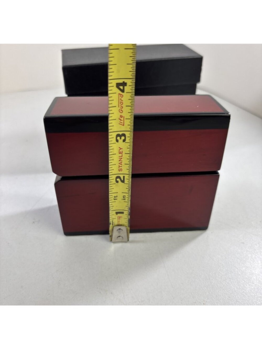 Vtg New Old Stock Bracelet Double Ring Watch Presentation Box Laquer Cherrywood - Picture 5 of 5